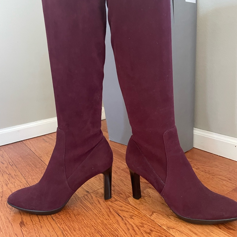 Purple Stiletto Heeled Boots in suede